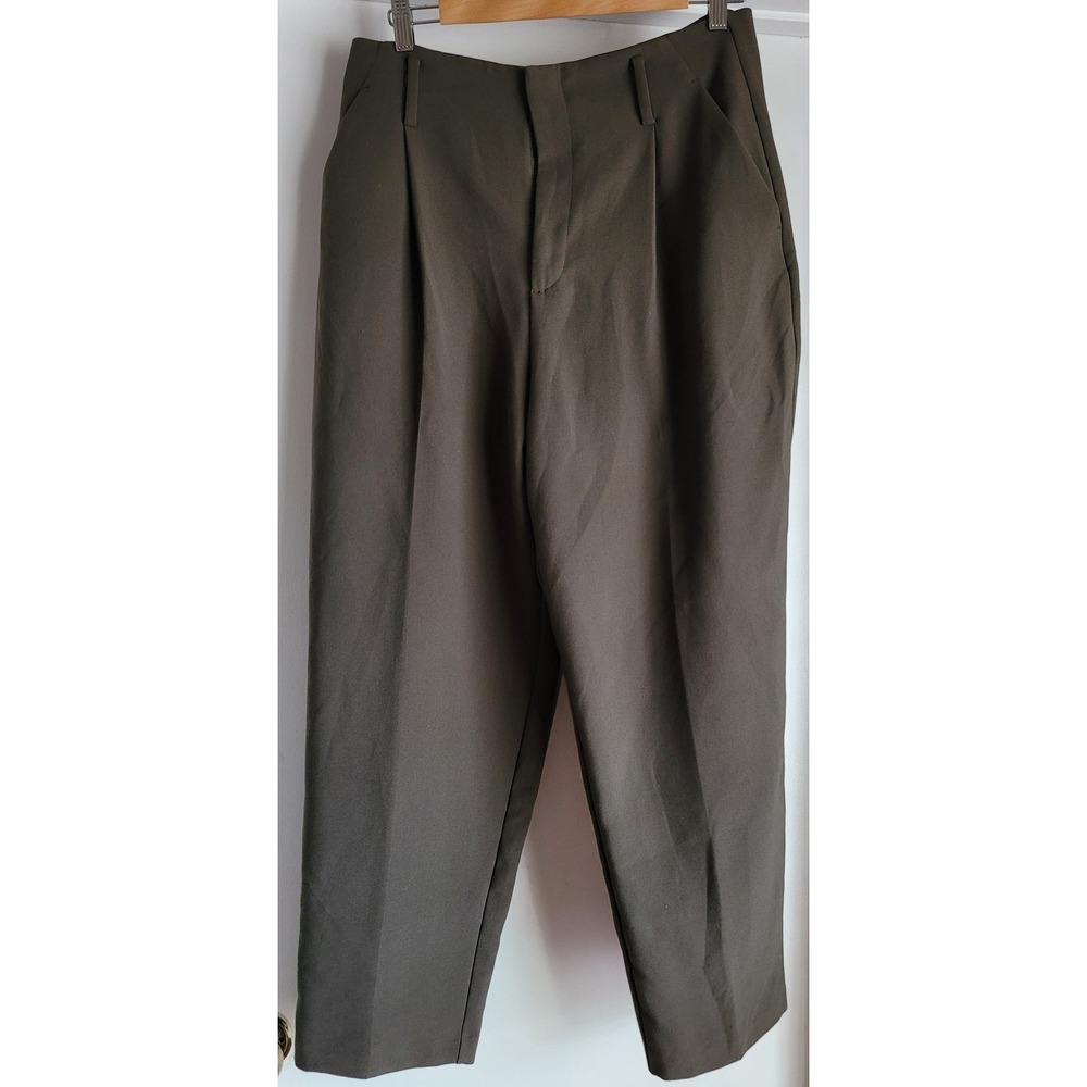 NWT Zara Cargo Pants Women L Olive Green Solid Casual Trousers Slacks